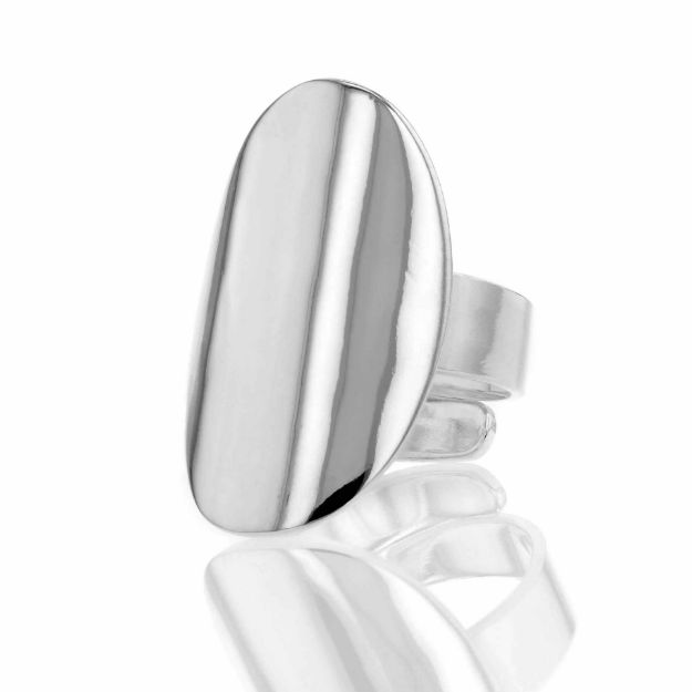 Bilde av Ring, Oval blank, Sølv, Regulerbar skinne, Stor